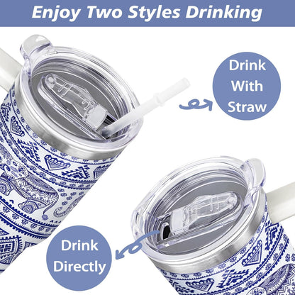 40 oz Daisy Tumbler with Handle and Straw Lid Daisy Themed Gifts for Women Flower Lovers Double Insulated Cup Travel Coffee Mug