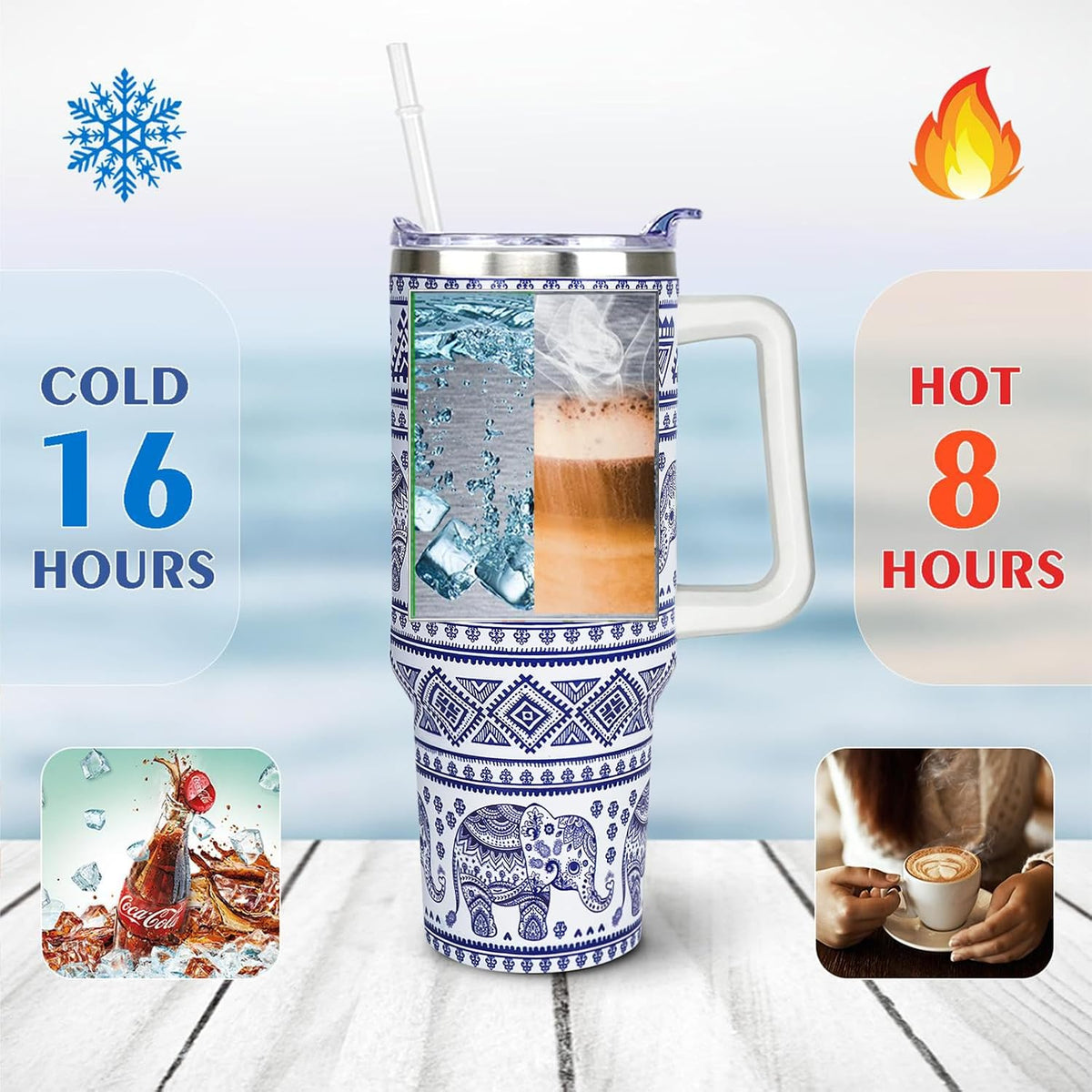 40 oz Daisy Tumbler with Handle and Straw Lid Daisy Themed Gifts for Women Flower Lovers Double Insulated Cup Travel Coffee Mug