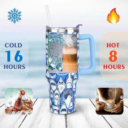 40 oz Daisy Tumbler with Handle and Straw Lid Daisy Themed Gifts for Women Flower Lovers Double Insulated Cup Travel Coffee Mug