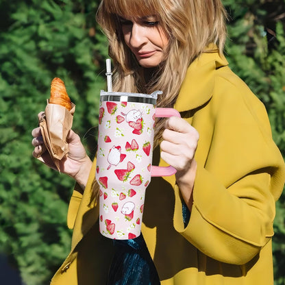 40 oz Daisy Tumbler with Handle and Straw Lid Daisy Themed Gifts for Women Flower Lovers Double Insulated Cup Travel Coffee Mug