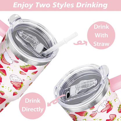 40 oz Daisy Tumbler with Handle and Straw Lid Daisy Themed Gifts for Women Flower Lovers Double Insulated Cup Travel Coffee Mug