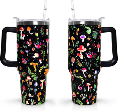 40 oz Daisy Tumbler with Handle and Straw Lid Daisy Themed Gifts for Women Flower Lovers Double Insulated Cup Travel Coffee Mug