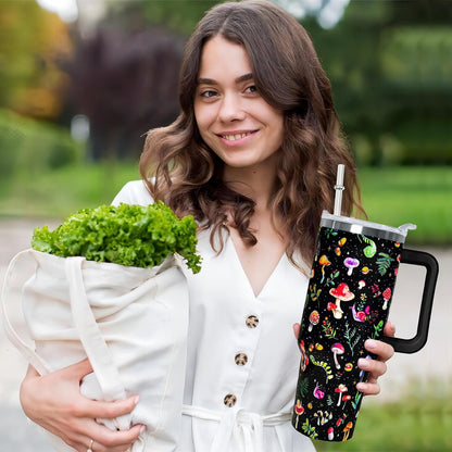 40 oz Daisy Tumbler with Handle and Straw Lid Daisy Themed Gifts for Women Flower Lovers Double Insulated Cup Travel Coffee Mug