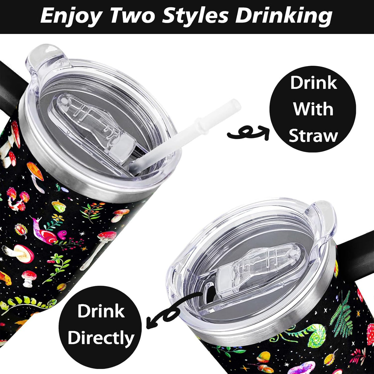 40 oz Daisy Tumbler with Handle and Straw Lid Daisy Themed Gifts for Women Flower Lovers Double Insulated Cup Travel Coffee Mug