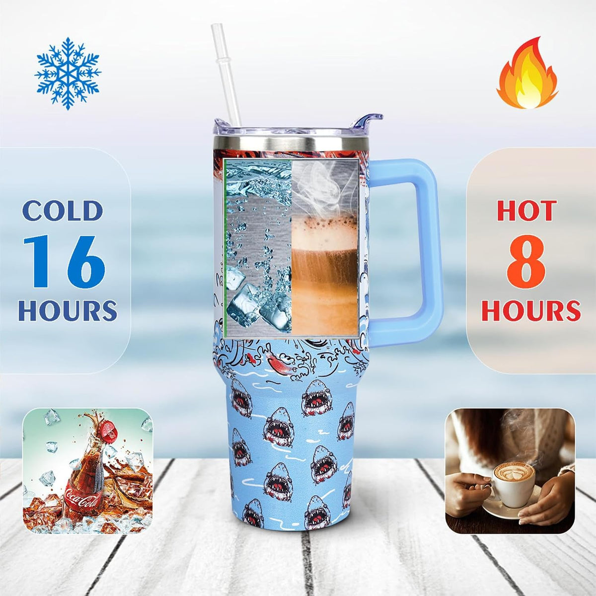 40 oz Daisy Tumbler with Handle and Straw Lid Daisy Themed Gifts for Women Flower Lovers Double Insulated Cup Travel Coffee Mug