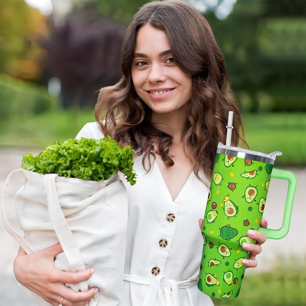 40 oz Daisy Tumbler with Handle and Straw Lid Daisy Themed Gifts for Women Flower Lovers Double Insulated Cup Travel Coffee Mug