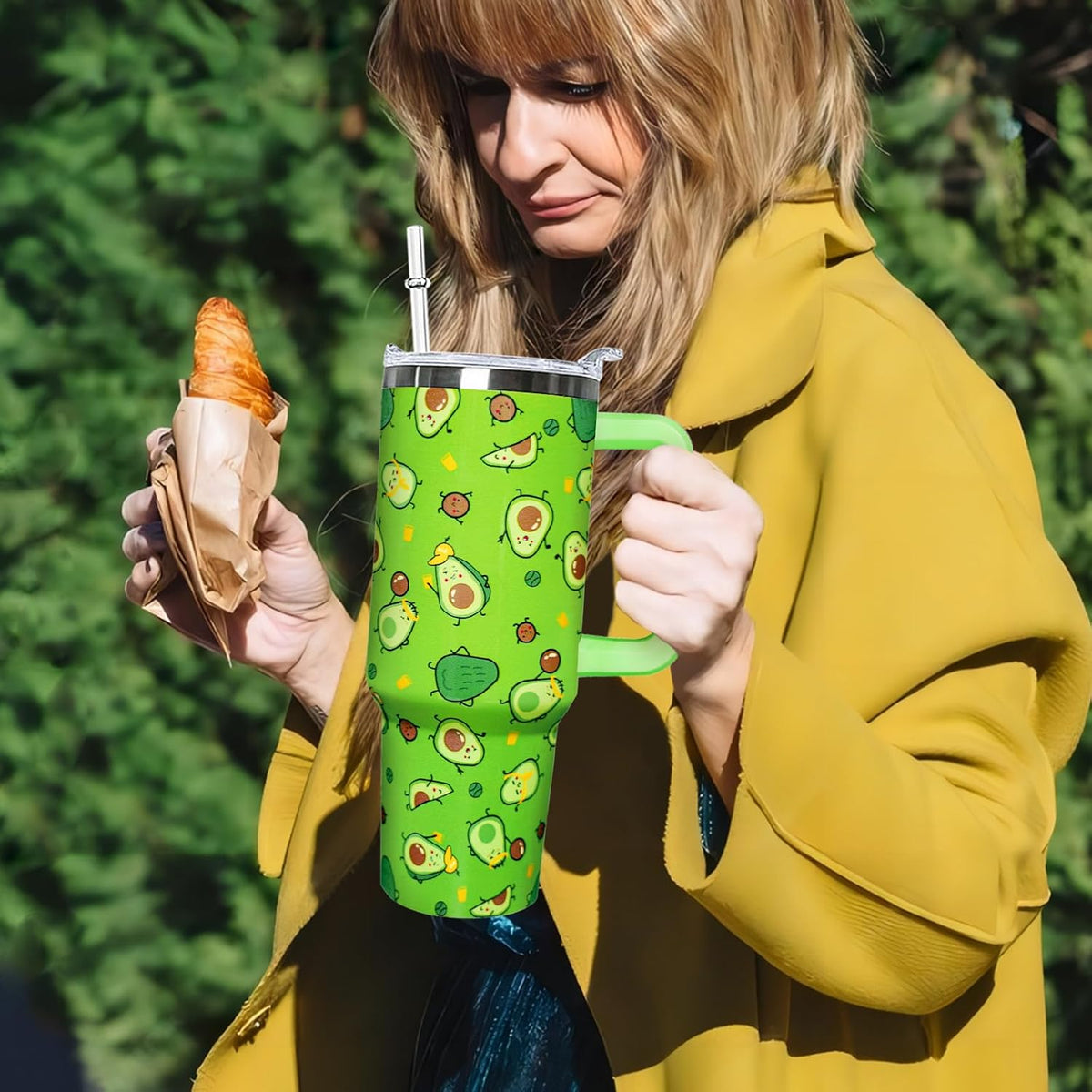40 oz Daisy Tumbler with Handle and Straw Lid Daisy Themed Gifts for Women Flower Lovers Double Insulated Cup Travel Coffee Mug