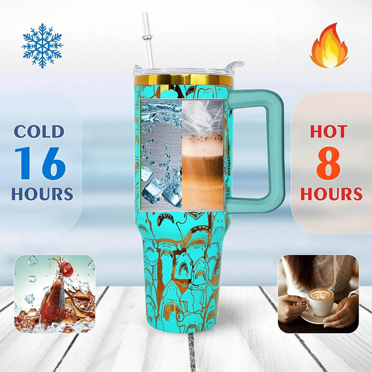 40 oz Daisy Tumbler with Handle and Straw Lid Daisy Themed Gifts for Women Flower Lovers Double Insulated Cup Travel Coffee Mug