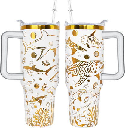 40 oz Daisy Tumbler with Handle and Straw Lid Daisy Themed Gifts for Women Flower Lovers Double Insulated Cup Travel Coffee Mug