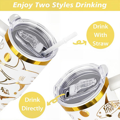 40 oz Daisy Tumbler with Handle and Straw Lid Daisy Themed Gifts for Women Flower Lovers Double Insulated Cup Travel Coffee Mug