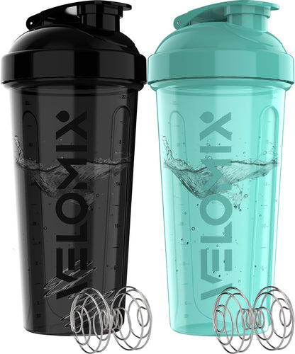 2 Pack 28oz Protein Shaker Bottle for Protein Mixes, Black/Transpar