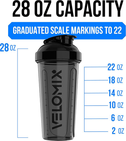 2 Pack 28oz Protein Shaker Bottle for Protein Mixes, Black/Transpar