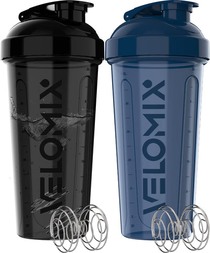 2 Pack 28oz Protein Shaker Bottle for Protein Mixes, Black/Transpar