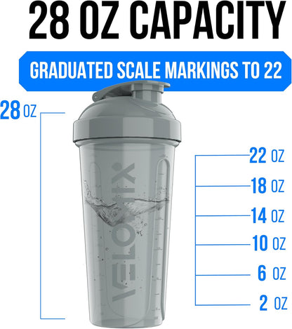 2 Pack 28oz Protein Shaker Bottle for Protein Mixes, Black/Transpar