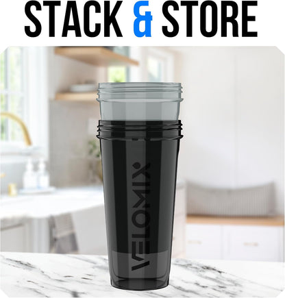 2 Pack 28oz Protein Shaker Bottle for Protein Mixes, Black/Transpar