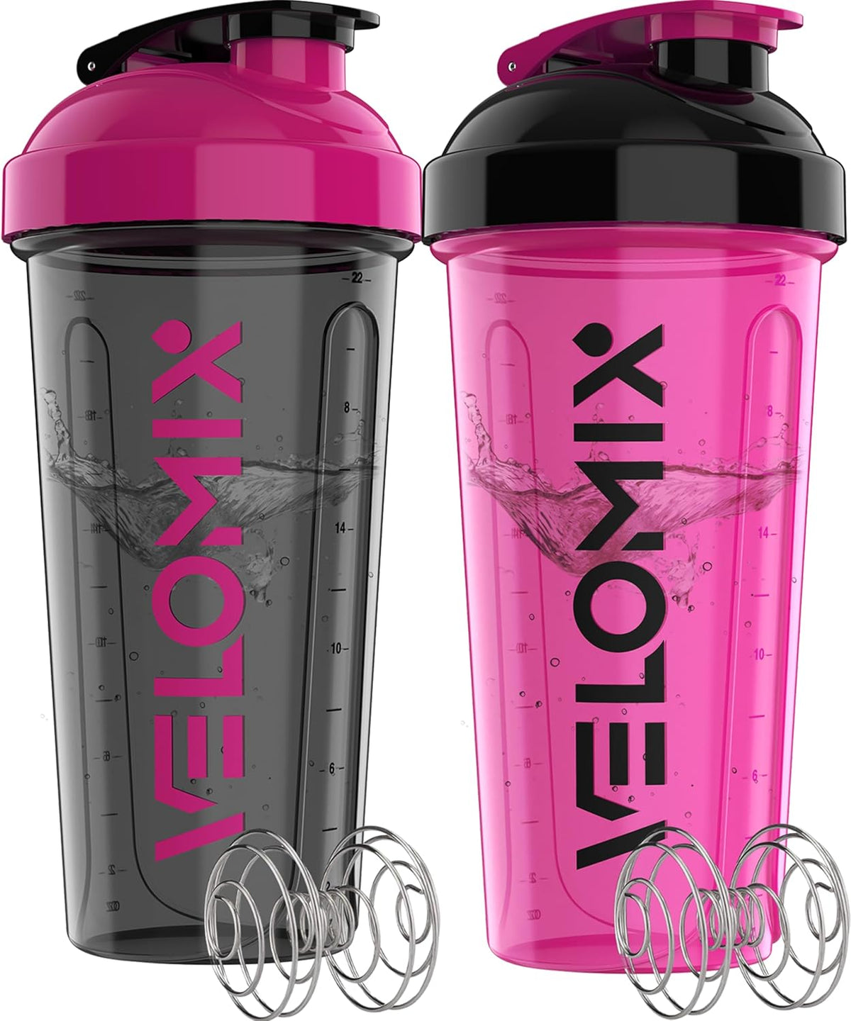 2 Pack 28oz Protein Shaker Bottle for Protein Mixes, Black/Transpar