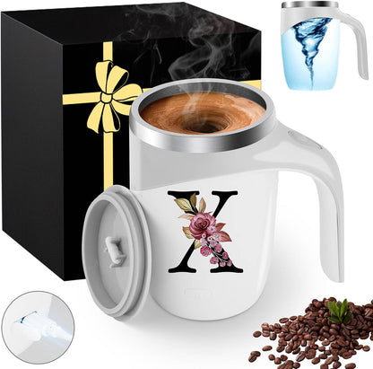 Initial Magnetic Stirring Coffee Mug Stainless Insulated Travel Cup Best Female Friend Happy Birthday Close Women Gifts Stuff Bestie Soul Sister Long Distance Personalized Unique Cute Xmas Present,E