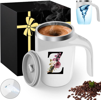 Initial Magnetic Stirring Coffee Mug Stainless Insulated Travel Cup Best Female Friend Happy Birthday Close Women Gifts Stuff Bestie Soul Sister Long Distance Personalized Unique Cute Xmas Present,E