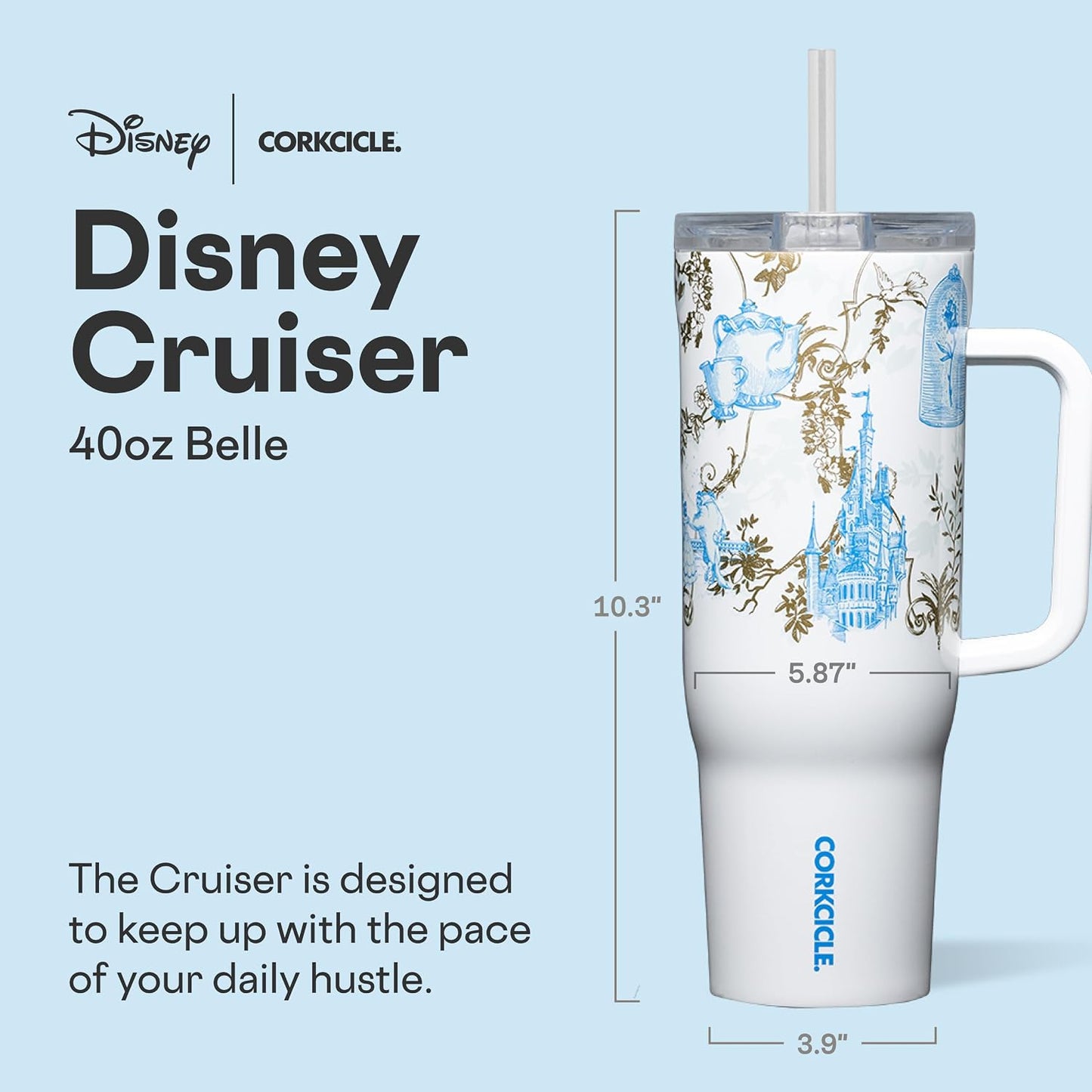 Cruiser Insulated Tumbler - Stainless Steel Tumbler with Handle & Straw, Leak Proof for Cold Drinks, Triple Insulated Spill Proof Cupholder Friendly BPA-Free 22oz Disney Mickey Retro Rainbow