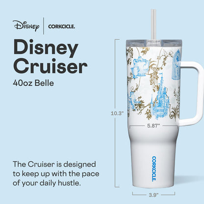 Cruiser Insulated Tumbler - Stainless Steel Tumbler with Handle & Straw, Leak Proof for Cold Drinks, Triple Insulated Spill Proof Cupholder Friendly BPA-Free 22oz Disney Mickey Retro Rainbow