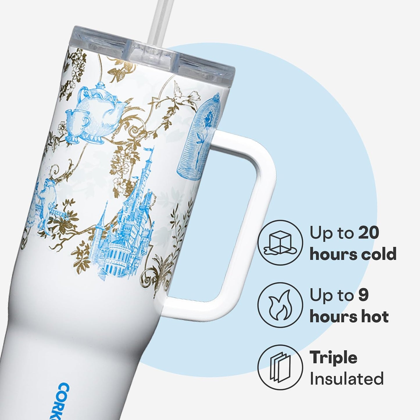 Cruiser Insulated Tumbler - Stainless Steel Tumbler with Handle & Straw, Leak Proof for Cold Drinks, Triple Insulated Spill Proof Cupholder Friendly BPA-Free 22oz Disney Mickey Retro Rainbow