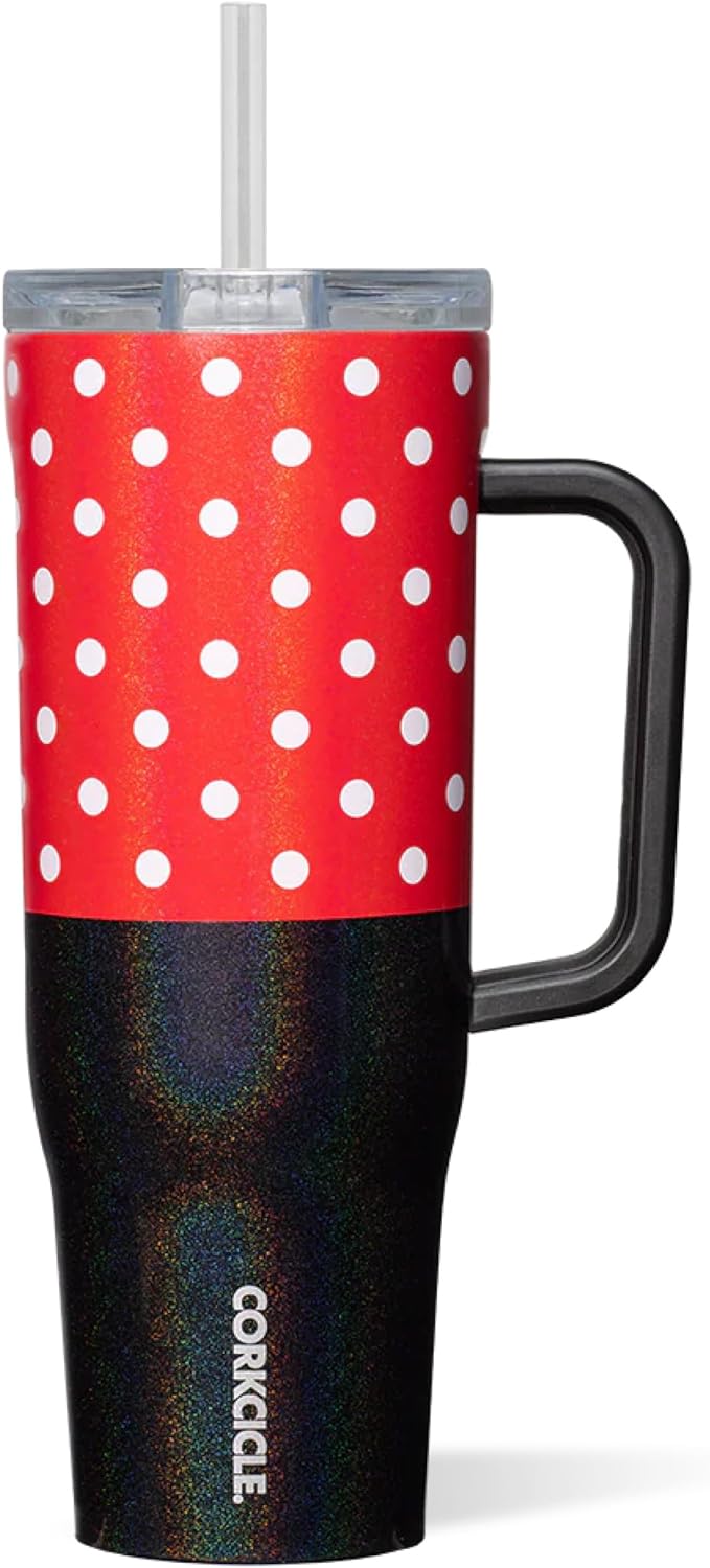 Cruiser Insulated Tumbler - Stainless Steel Tumbler with Handle & Straw, Leak Proof for Cold Drinks, Triple Insulated Spill Proof Cupholder Friendly BPA-Free 22oz Disney Mickey Retro Rainbow