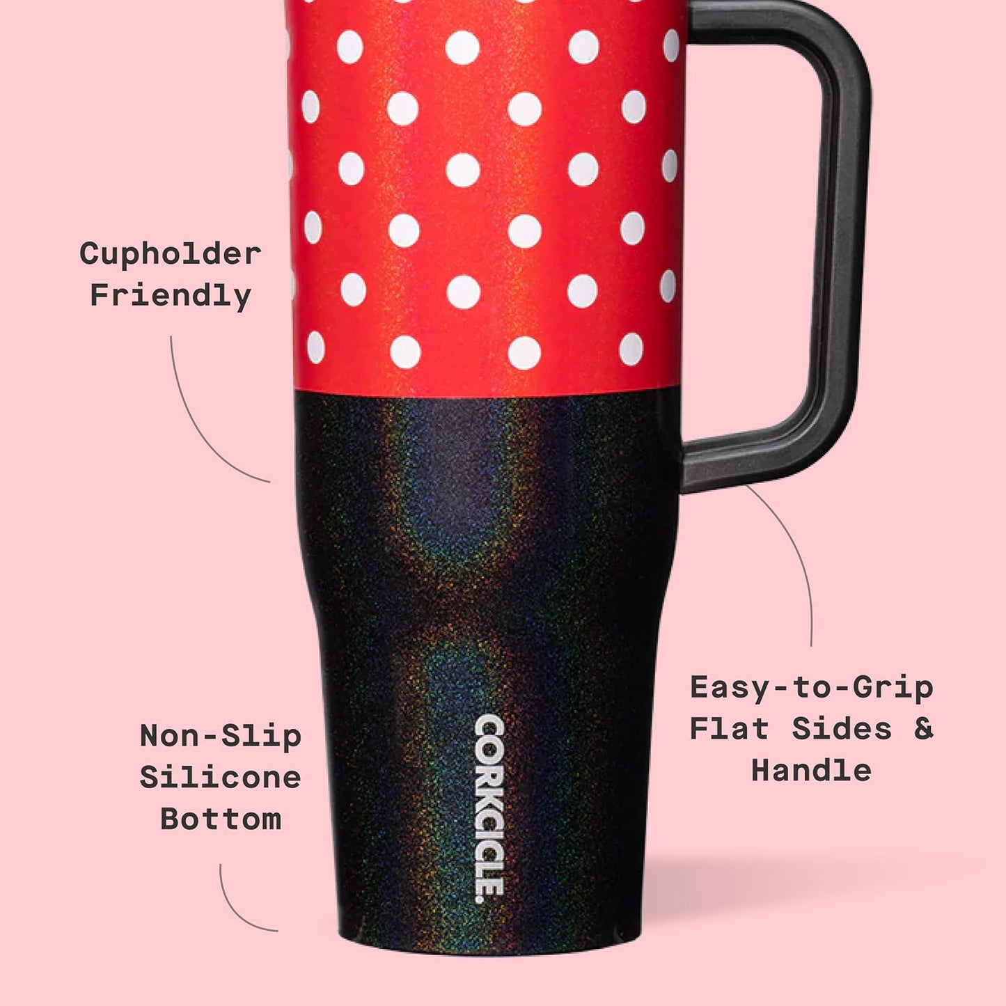 Cruiser Insulated Tumbler - Stainless Steel Tumbler with Handle & Straw, Leak Proof for Cold Drinks, Triple Insulated Spill Proof Cupholder Friendly BPA-Free 22oz Disney Mickey Retro Rainbow