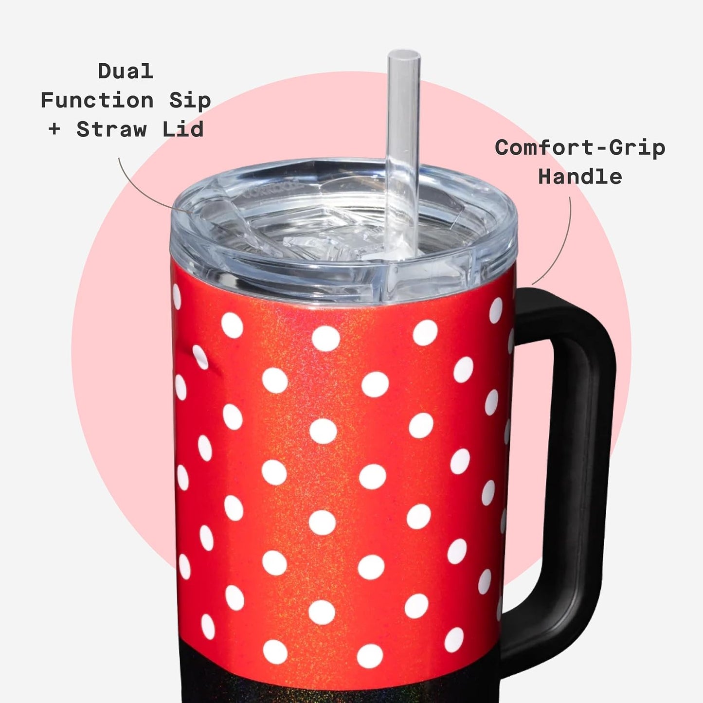 Cruiser Insulated Tumbler - Stainless Steel Tumbler with Handle & Straw, Leak Proof for Cold Drinks, Triple Insulated Spill Proof Cupholder Friendly BPA-Free 22oz Disney Mickey Retro Rainbow