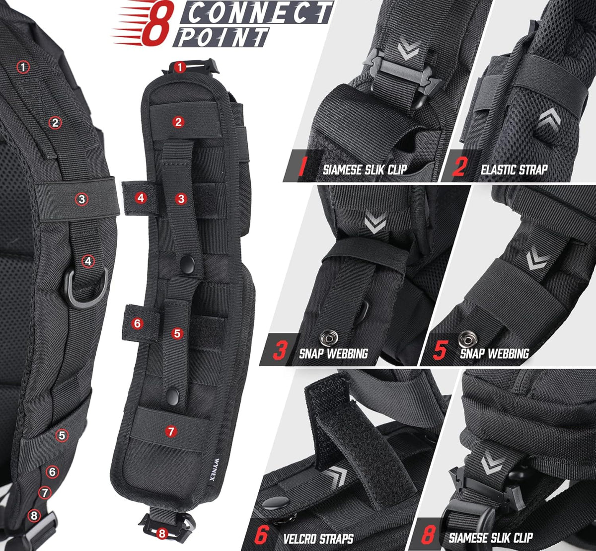 WYNEX Molle Backpack Shoulder Strap Pouches of Water Bottle Pouch Version