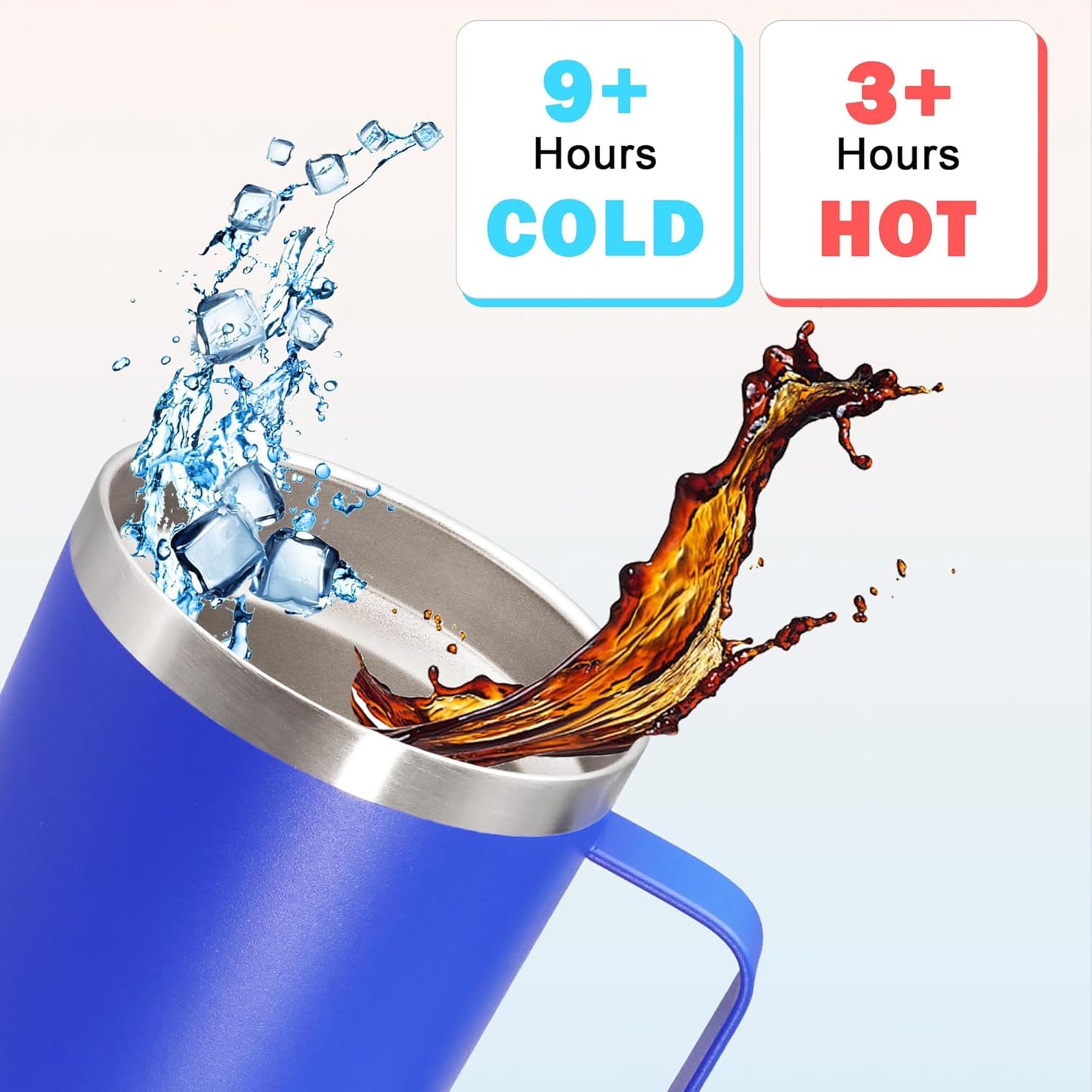 20 oz Tumbler with Handle and Lid Insulated Travel Coffee Mug LightBlue 1P | Stainless Steel Tumbler, coffee tumbler with handle,Spill Proof Double Wall Vacuum Tumbler Cup Keep Drink Hot & Cold