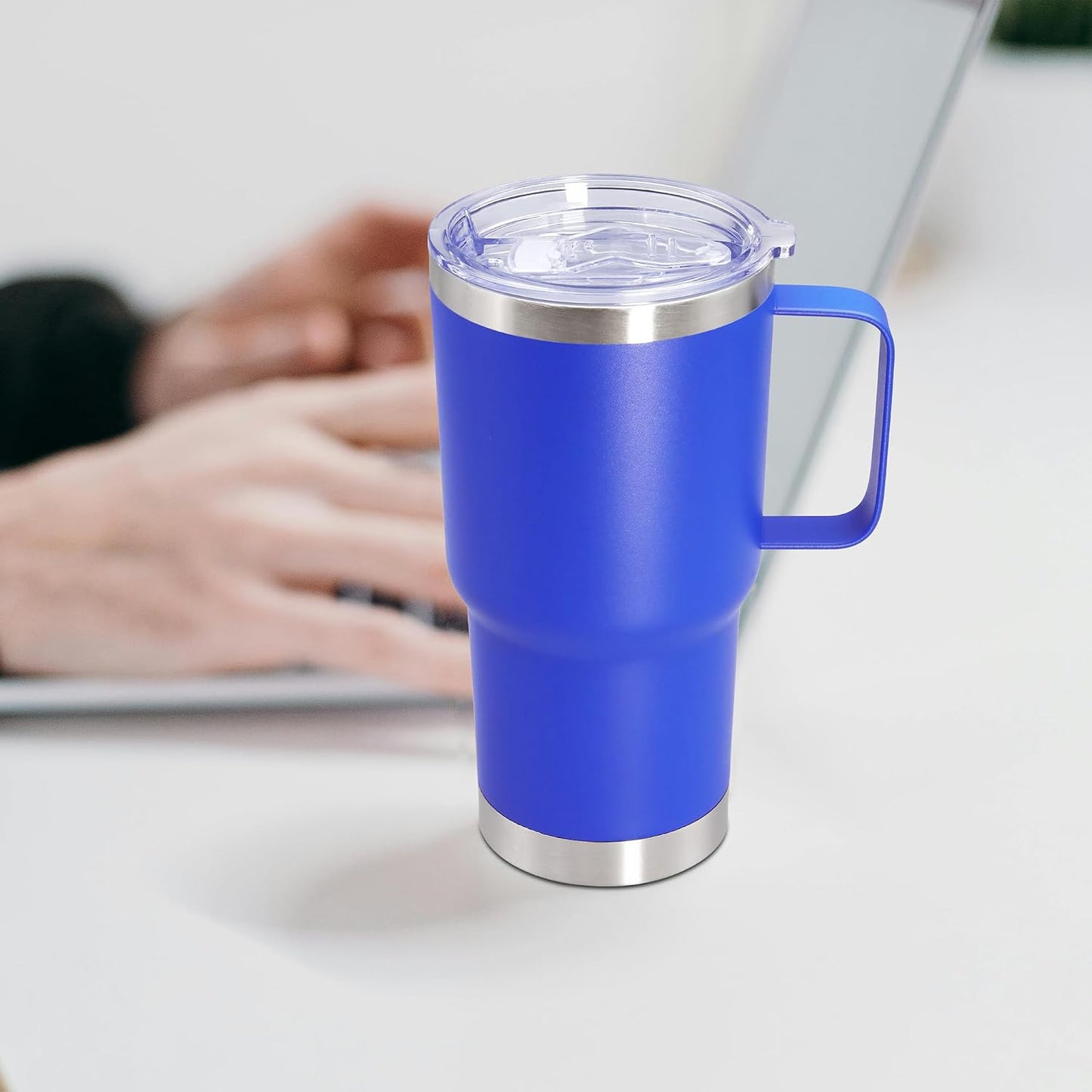 20 oz Tumbler with Handle and Lid Insulated Travel Coffee Mug LightBlue 1P | Stainless Steel Tumbler, coffee tumbler with handle,Spill Proof Double Wall Vacuum Tumbler Cup Keep Drink Hot & Cold