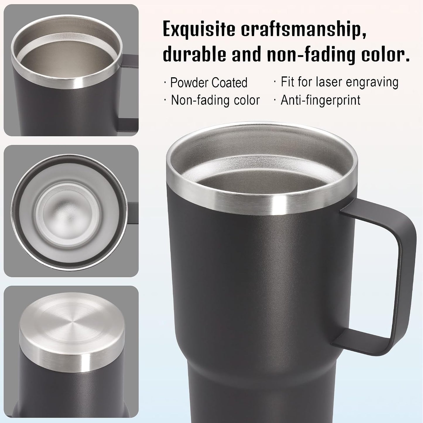 20 oz Tumbler with Handle and Lid Insulated Travel Coffee Mug LightBlue 1P | Stainless Steel Tumbler, coffee tumbler with handle,Spill Proof Double Wall Vacuum Tumbler Cup Keep Drink Hot & Cold