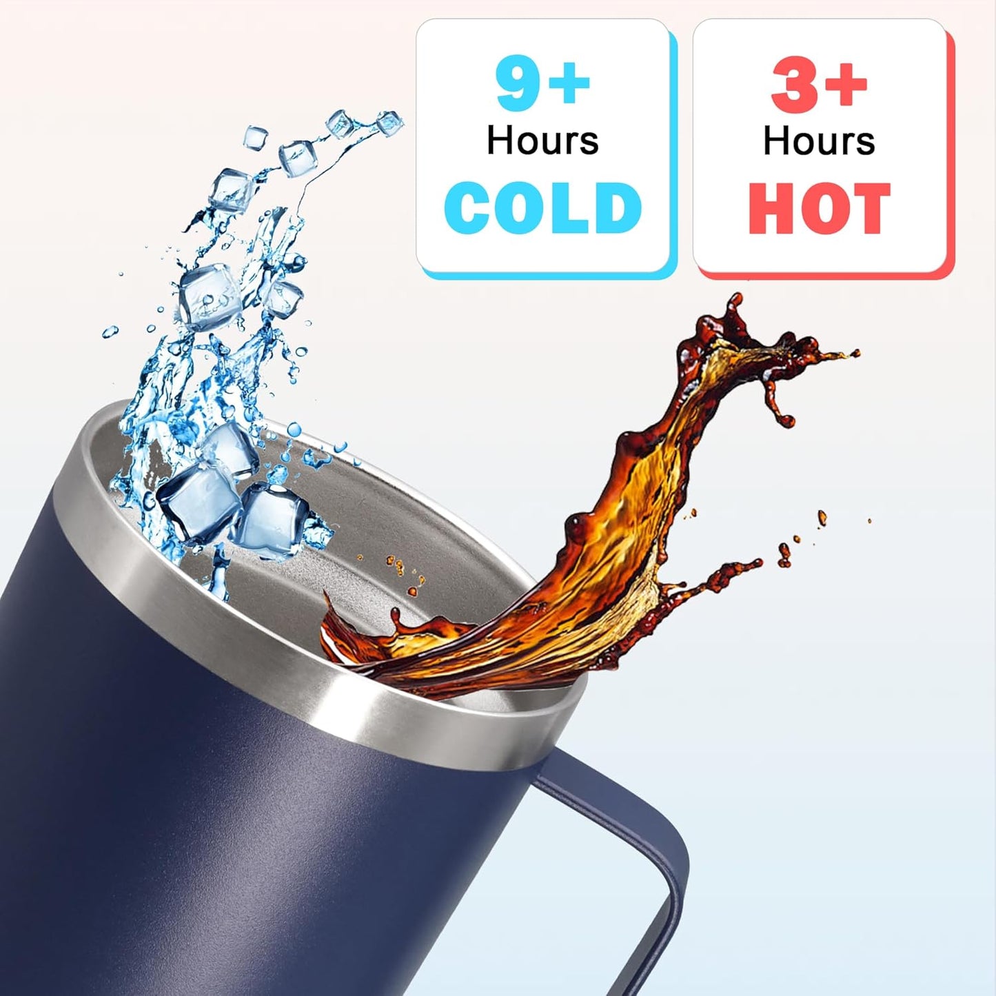 20 oz Tumbler with Handle and Lid Insulated Travel Coffee Mug LightBlue 1P | Stainless Steel Tumbler, coffee tumbler with handle,Spill Proof Double Wall Vacuum Tumbler Cup Keep Drink Hot & Cold