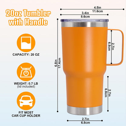 20 oz Tumbler with Handle and Lid Insulated Travel Coffee Mug LightBlue 1P | Stainless Steel Tumbler, coffee tumbler with handle,Spill Proof Double Wall Vacuum Tumbler Cup Keep Drink Hot & Cold