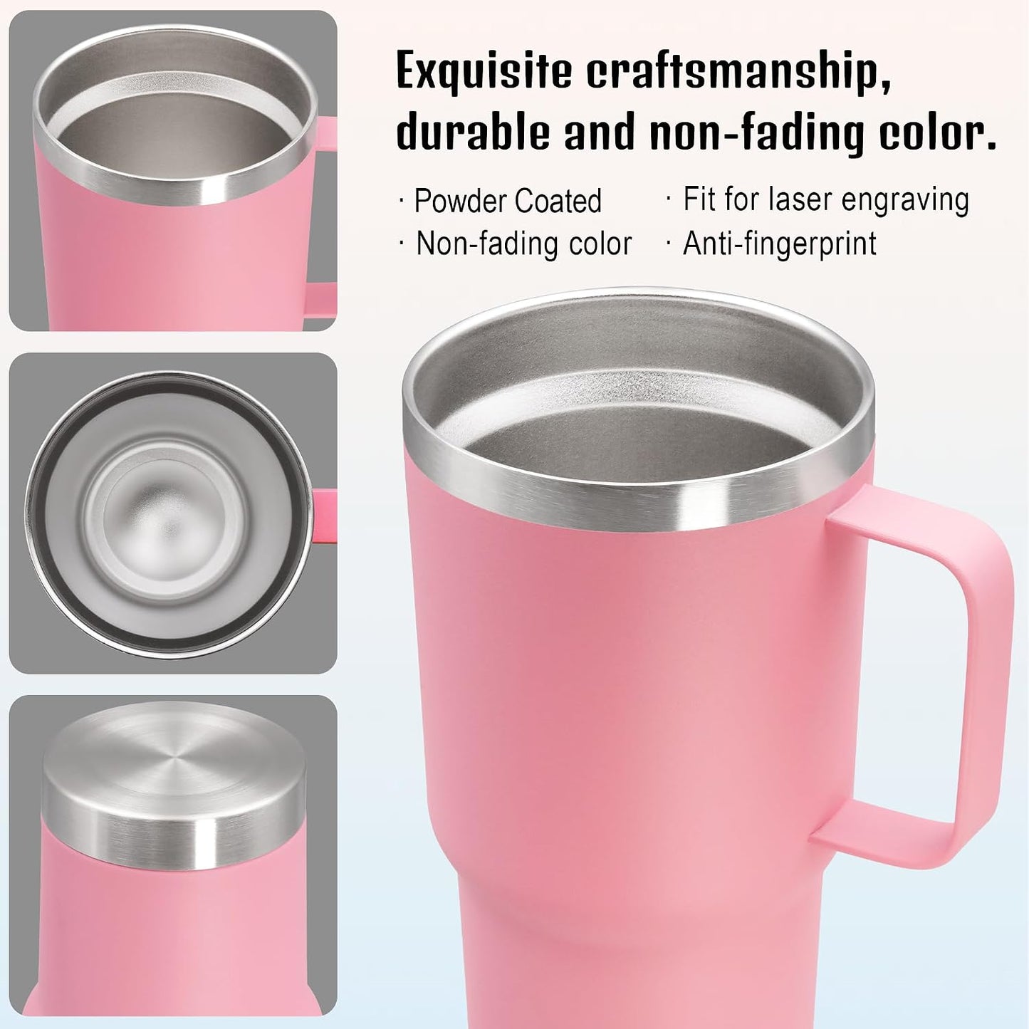 20 oz Tumbler with Handle and Lid Insulated Travel Coffee Mug LightBlue 1P | Stainless Steel Tumbler, coffee tumbler with handle,Spill Proof Double Wall Vacuum Tumbler Cup Keep Drink Hot & Cold