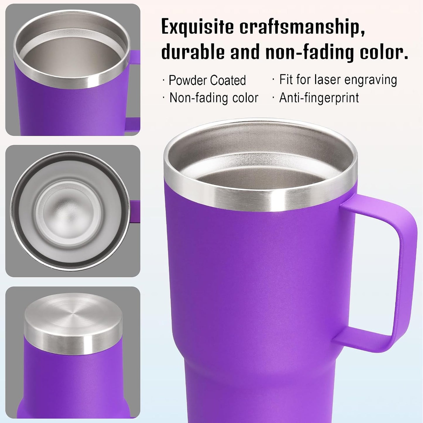 20 oz Tumbler with Handle and Lid Insulated Travel Coffee Mug LightBlue 1P | Stainless Steel Tumbler, coffee tumbler with handle,Spill Proof Double Wall Vacuum Tumbler Cup Keep Drink Hot & Cold