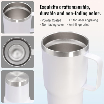 20 oz Tumbler with Handle and Lid Insulated Travel Coffee Mug LightBlue 1P | Stainless Steel Tumbler, coffee tumbler with handle,Spill Proof Double Wall Vacuum Tumbler Cup Keep Drink Hot & Cold