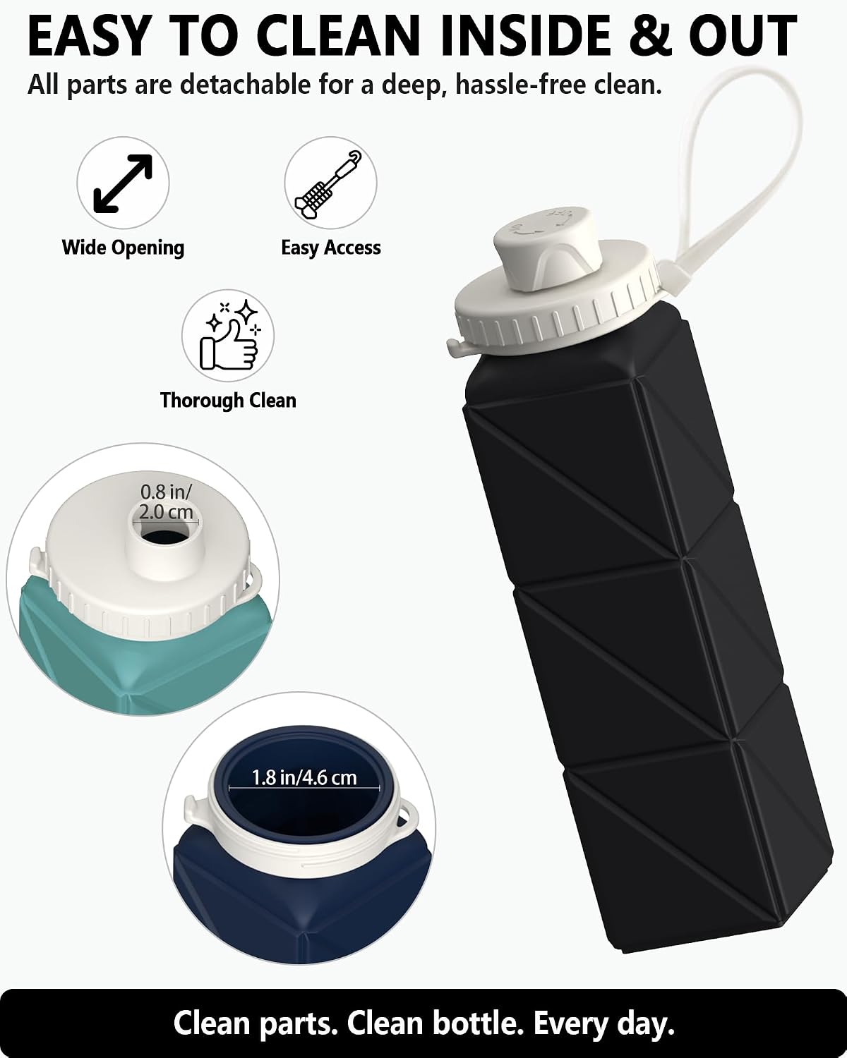 Collapsible Water Bottles, 24 oz (720 ml), Portable Travel Water Bottle