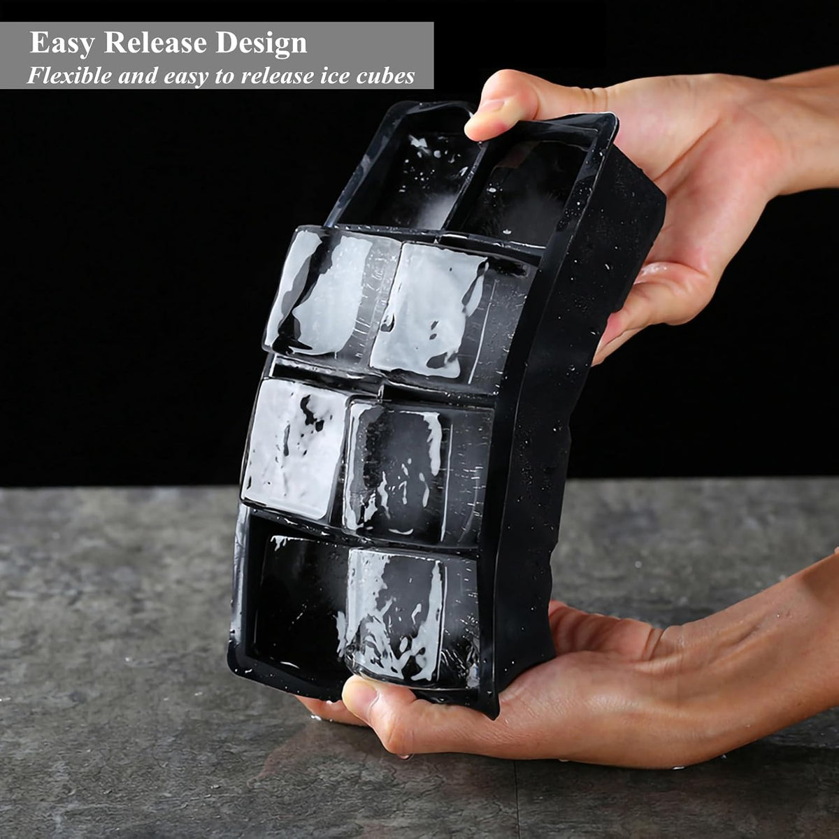 Large Ice Cube Tray for Whiskey,2 Pack,16 Slow-melting 2"Square Cubes