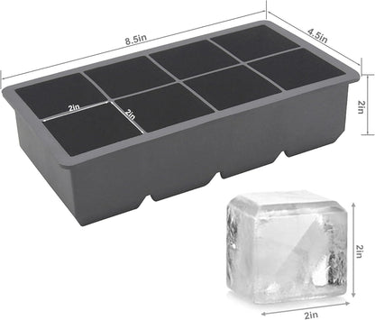 Large Ice Cube Tray for Whiskey,2 Pack,16 Slow-melting 2"Square Cubes
