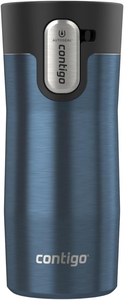 AUTOSEAL West Loop Vacuum-Insulated Stainless Steel Travel Mug with Easy-Clean Lid, 12oz, Glacier Frosted Pearl