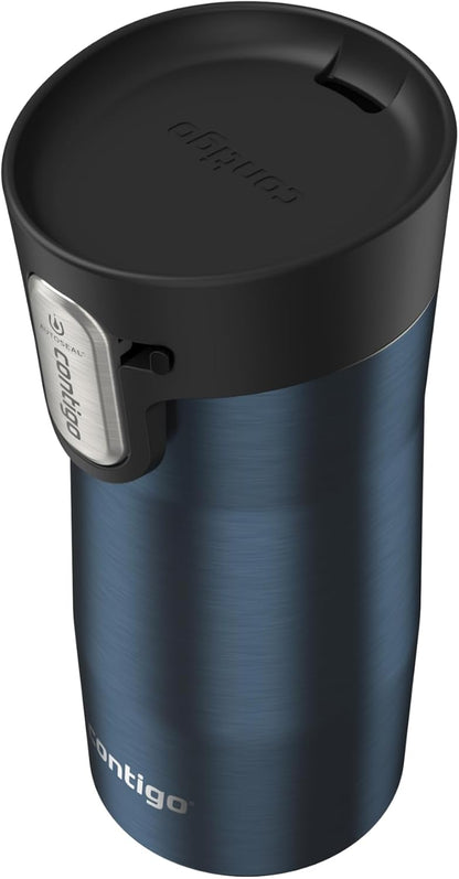 AUTOSEAL West Loop Vacuum-Insulated Stainless Steel Travel Mug with Easy-Clean Lid, 12oz, Glacier Frosted Pearl
