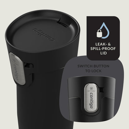 AUTOSEAL West Loop Vacuum-Insulated Stainless Steel Travel Mug with Easy-Clean Lid, 12oz, Glacier Frosted Pearl