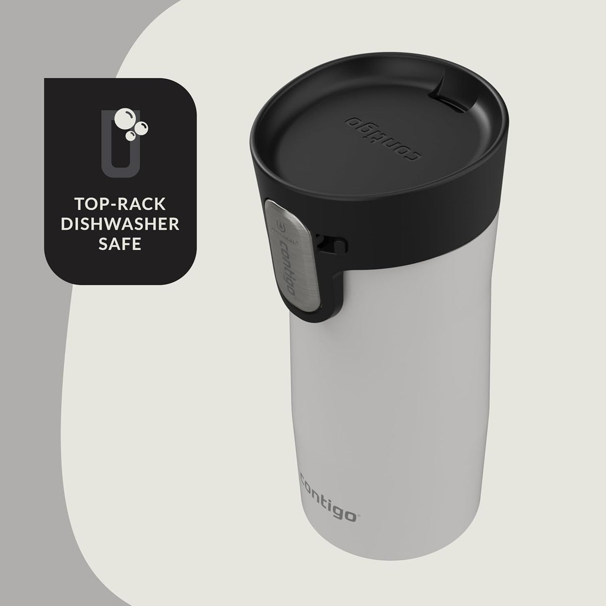 AUTOSEAL West Loop Vacuum-Insulated Stainless Steel Travel Mug with Easy-Clean Lid, 12oz, Glacier Frosted Pearl