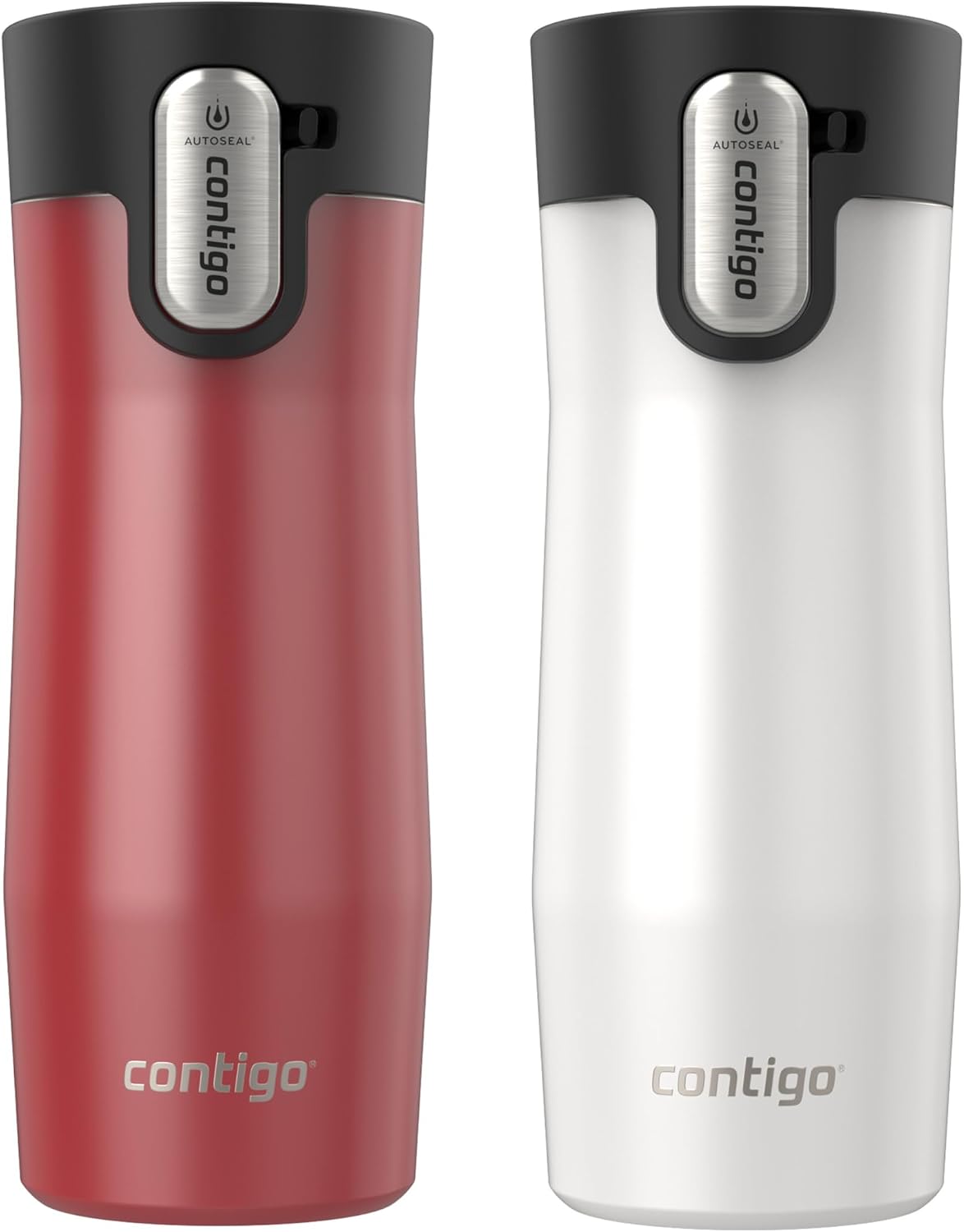 AUTOSEAL West Loop Vacuum-Insulated Stainless Steel Travel Mug with Easy-Clean Lid, 12oz, Glacier Frosted Pearl