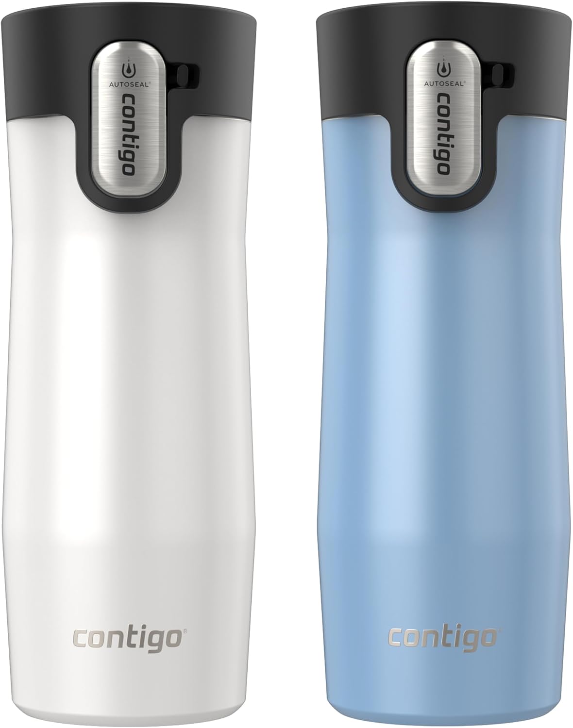 AUTOSEAL West Loop Vacuum-Insulated Stainless Steel Travel Mug with Easy-Clean Lid, 12oz, Glacier Frosted Pearl