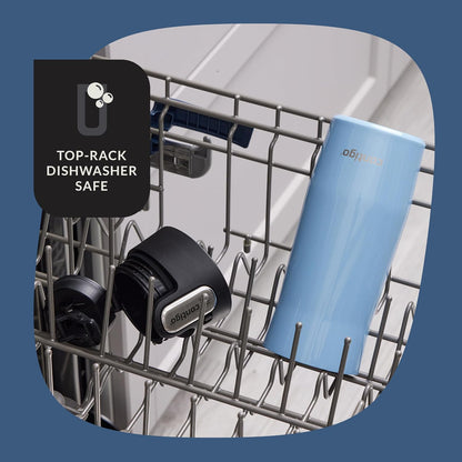 AUTOSEAL West Loop Vacuum-Insulated Stainless Steel Travel Mug with Easy-Clean Lid, 12oz, Glacier Frosted Pearl