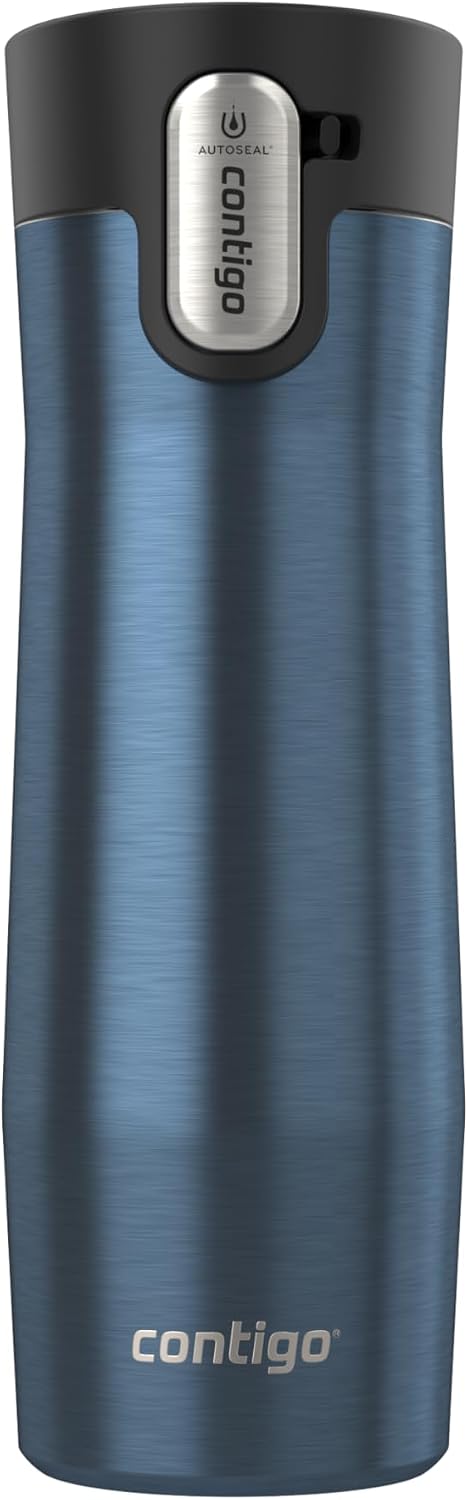 AUTOSEAL West Loop Vacuum-Insulated Stainless Steel Travel Mug with Easy-Clean Lid, 12oz, Glacier Frosted Pearl