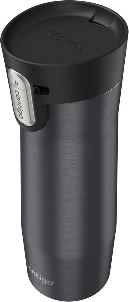 AUTOSEAL West Loop Vacuum-Insulated Stainless Steel Travel Mug with Easy-Clean Lid, 12oz, Glacier Frosted Pearl