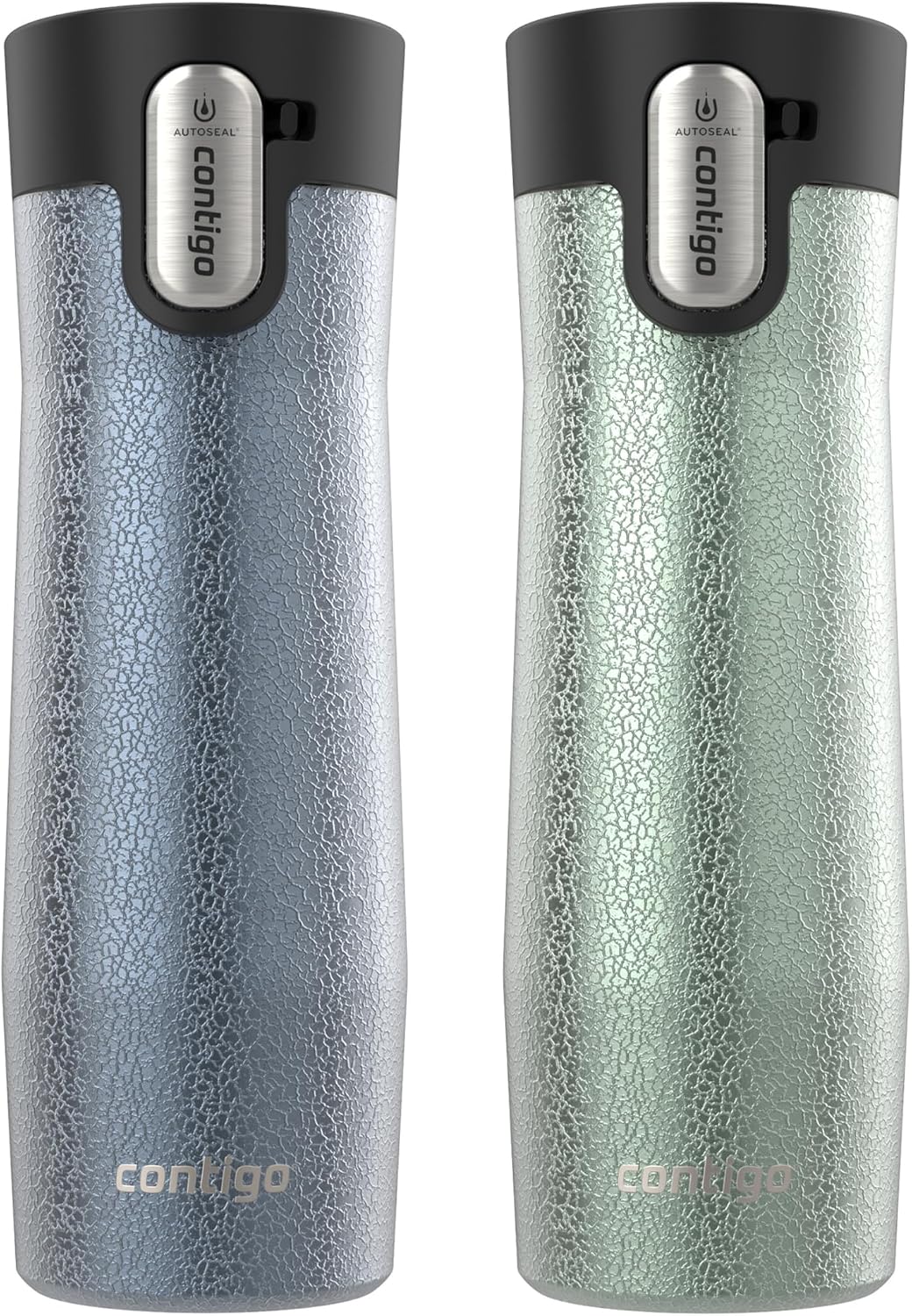 AUTOSEAL West Loop Vacuum-Insulated Stainless Steel Travel Mug with Easy-Clean Lid, 12oz, Glacier Frosted Pearl